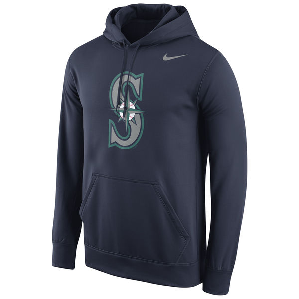 Men Seattle Mariners Nike Logo Performance Pullover Hoodie Navy-0